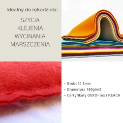 Filc 1mm, 177g, szer.180cm, 0.1mb- wiśnia